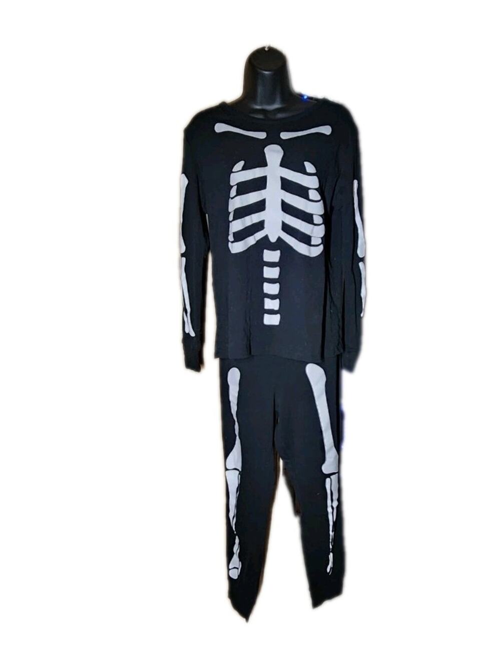 Hyde and Eek! Boutique Womens Halloween Pajama Set Size L Black White Skeleton